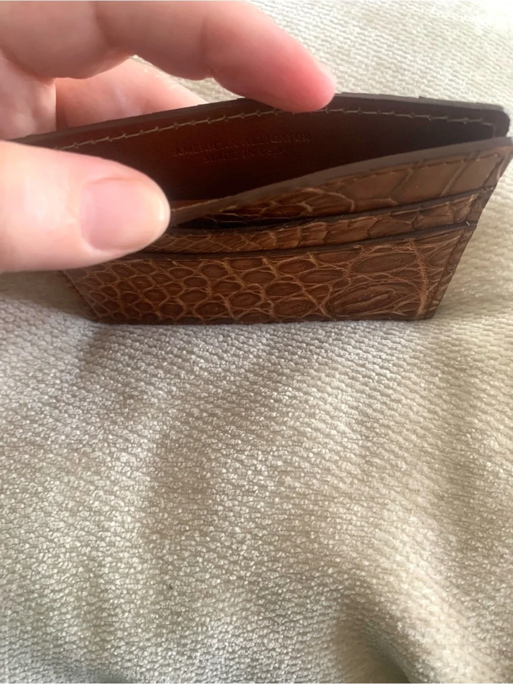 Made in the USA Brown Rugged 5 Pocket Credit Card Case Genuine Alligator Leather
